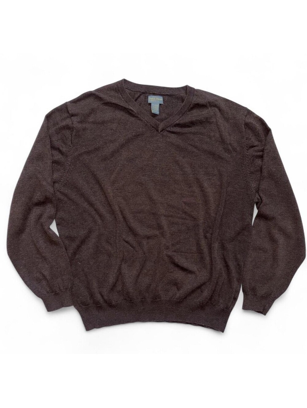 Vintage Duck Head Brown V-Neck Cotton Modal Sweater XL Classic Fit